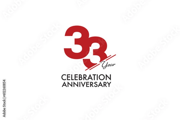 Fototapeta 33th, 33 years, 33 year anniversary with red color isolated on white background, vector design for celebration vector
