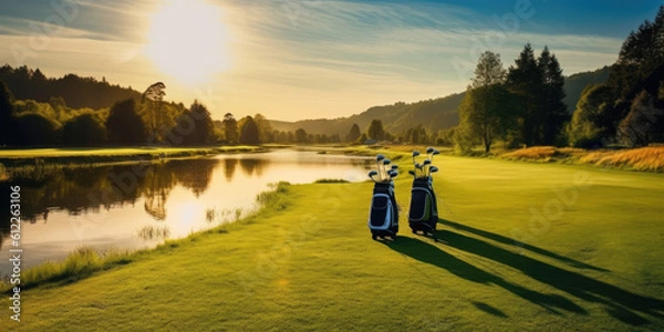 Fototapeta Golf course landscape. Generative AI