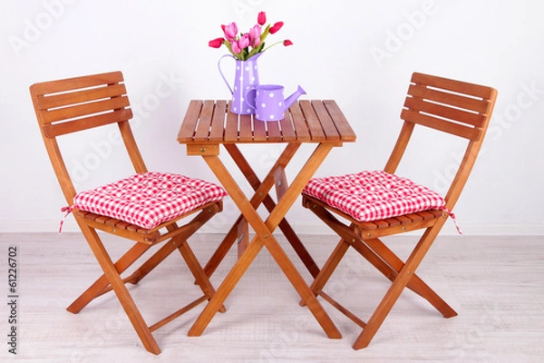 Obraz Garden chairs and table on white background