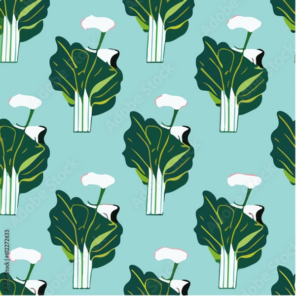 Fototapeta cute simple bok choy pattern, cartoon, minimal, decorate blankets, carpets, for kids, theme print design
