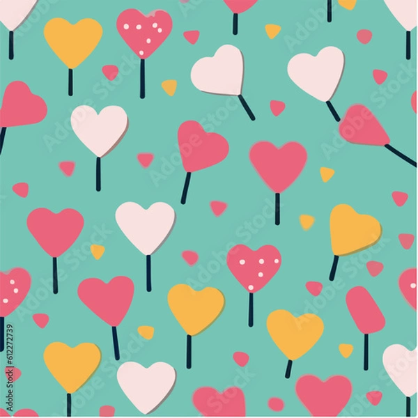Fototapeta cute simple valentines day pattern, cartoon, minimal, decorate blankets, carpets, for kids, theme print design
