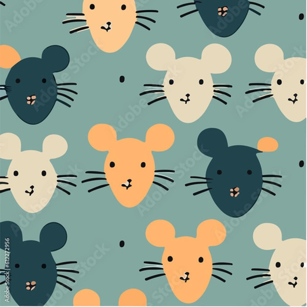 Fototapeta cute simple rat pattern, cartoon, minimal, decorate blankets, carpets, for kids, theme print design
