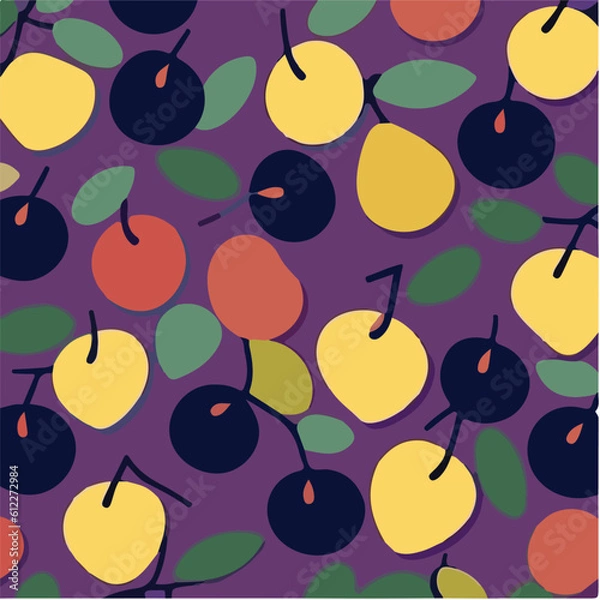 Obraz cute simple plum pattern, cartoon, minimal, decorate blankets, carpets, for kids, theme print design

