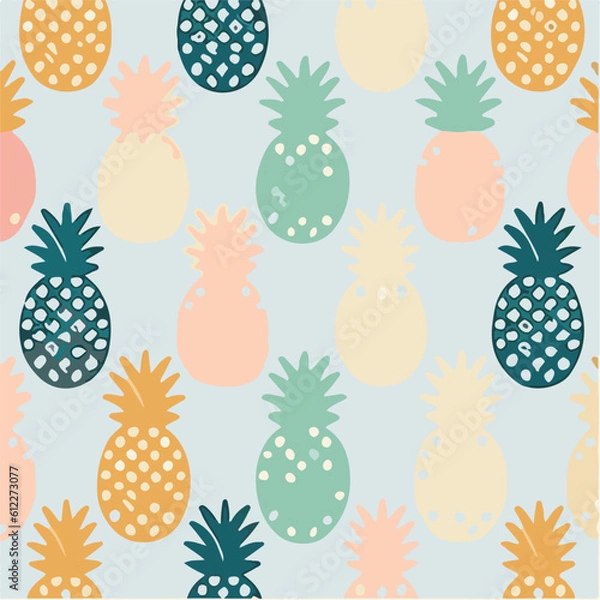 Fototapeta cute simple pineapple pattern, cartoon, minimal, decorate blankets, carpets, for kids, theme print design
