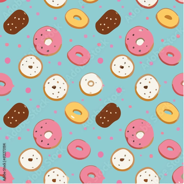 Obraz cute simple national doughnut day pattern, cartoon, minimal, decorate blankets, carpets, for kids, theme print design
