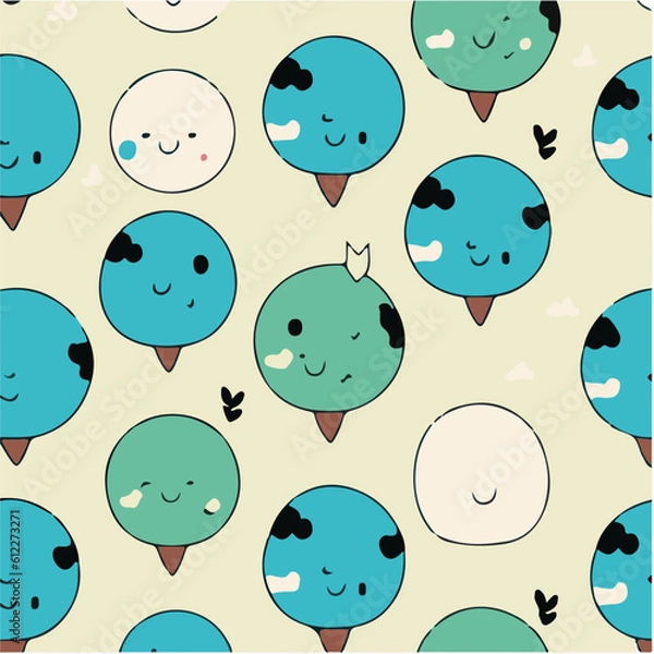 Obraz cute simple earth day pattern, cartoon, minimal, decorate blankets, carpets, for kids, theme print design
