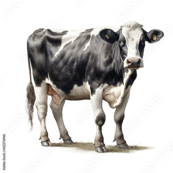 Obraz Krowa, wygenerowane przez AI, ilustracja bez tła