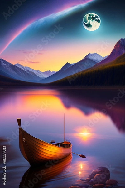 Obraz sunset on the river