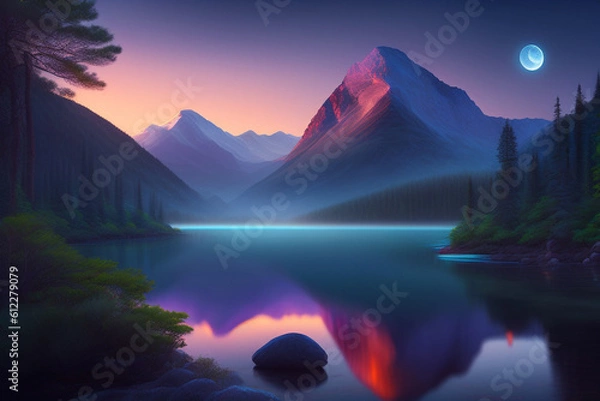 Obraz sunset in the mountains