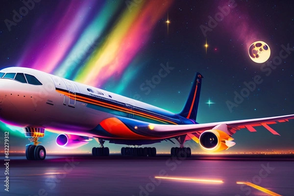 Obraz airplane in the night