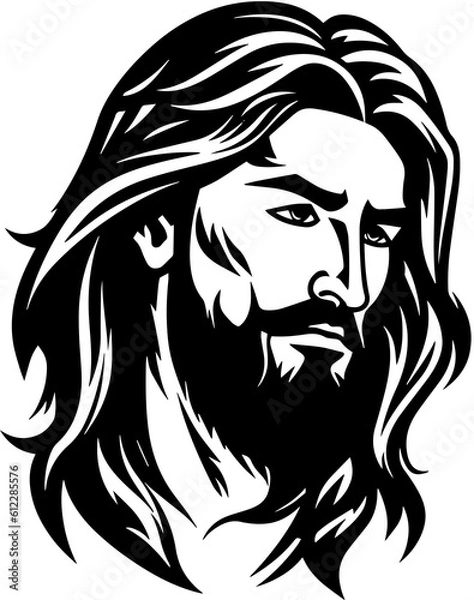Fototapeta Jesus portrait black and white. Ai generated