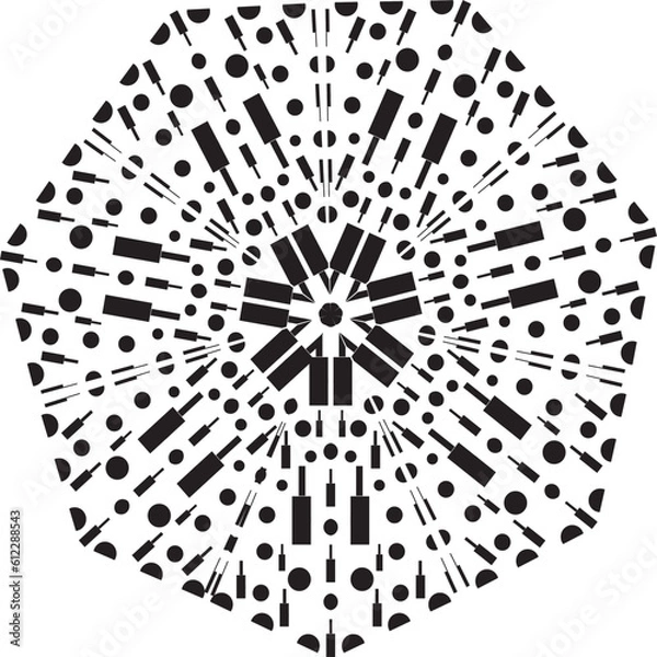 Fototapeta black and white circle,pattern, cricket theme pattern