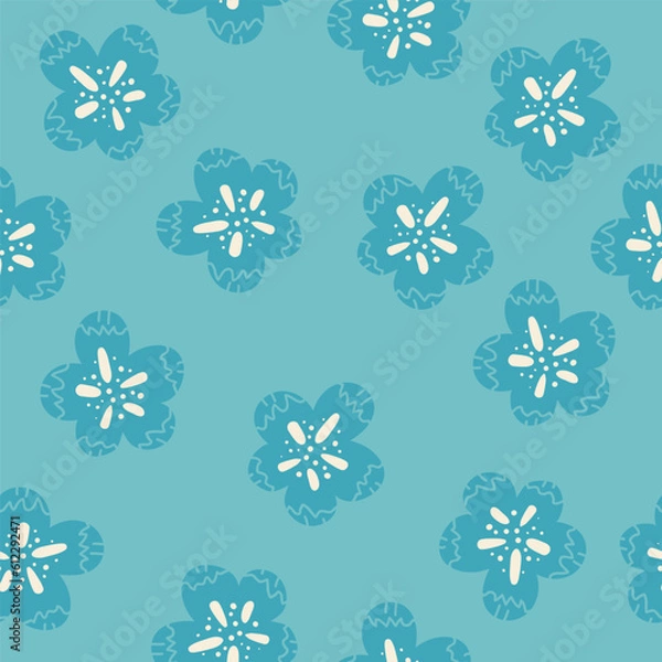 Fototapeta Vector seamless pattern with hand drawing wild flowers, colorful botanical illustration