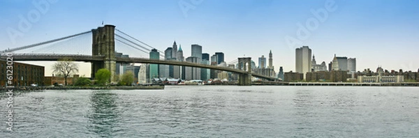 Fototapeta Panoramic view of Brooklyn bridge, New York