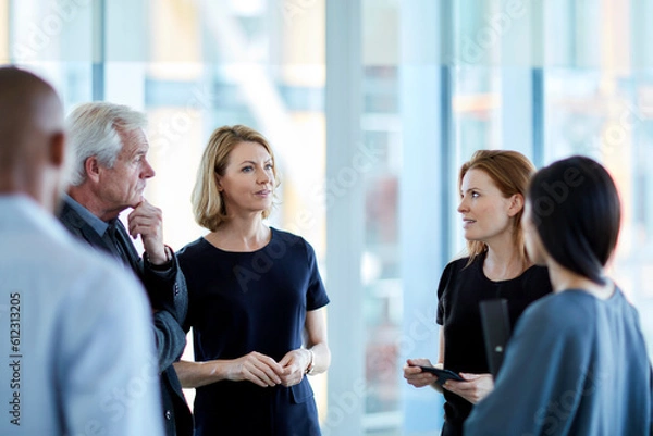 Obraz Business people talking in lobby