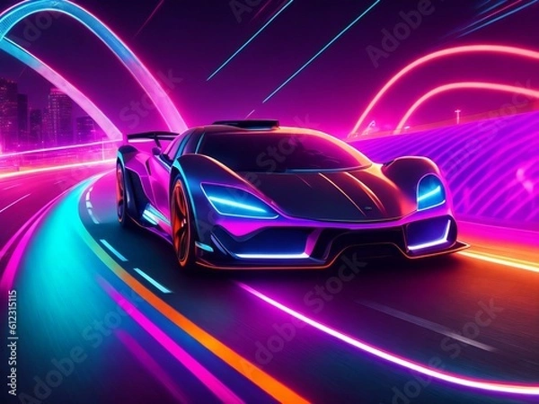 Fototapeta colorful light neon background wallpaper ai generated