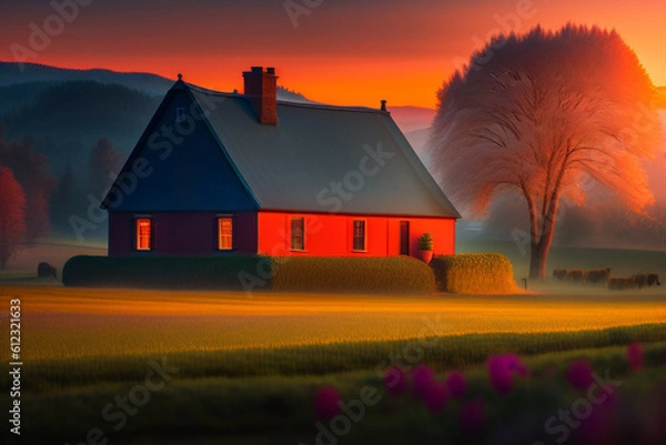 Obraz sunset in the countryside