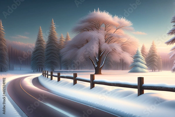 Obraz winter landscape with trees and snow