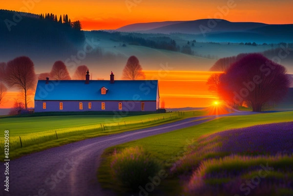 Obraz sunset in the mountains