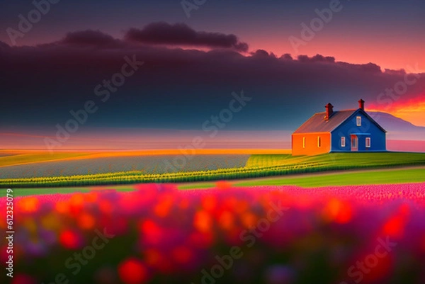 Obraz sunset over the field