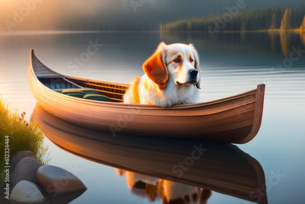 Obraz dog on boat