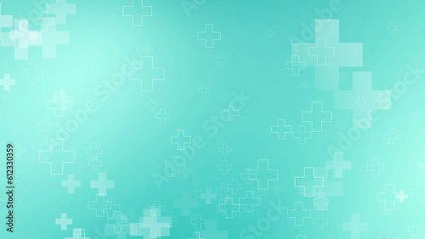Obraz Abstract medical green blue cross pattern background.