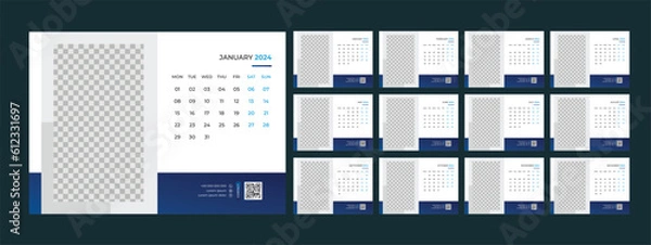 Fototapeta calendar, 2024, desk, template, design