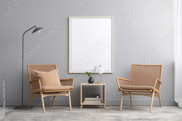 Fototapeta Mock up poster in modern home interior, generative AI	
