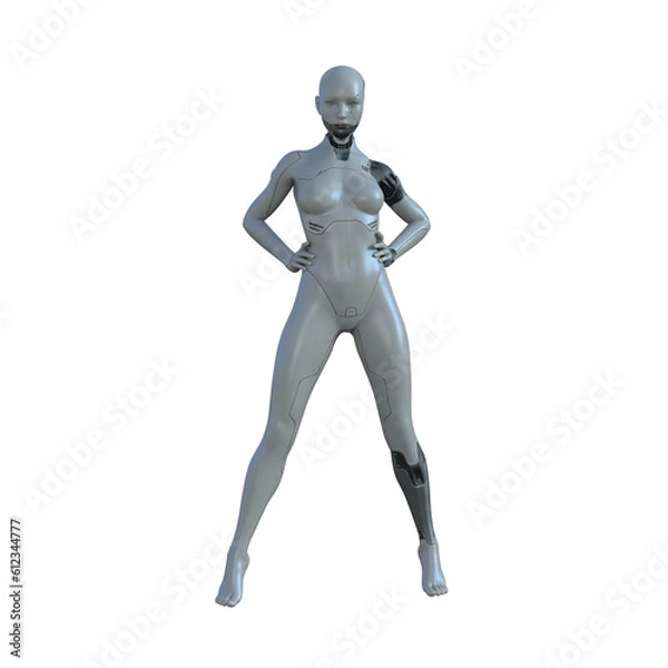 Fototapeta The ultimate gynoid robot women for futuristic science fiction scenes. 3d rendering illustration.