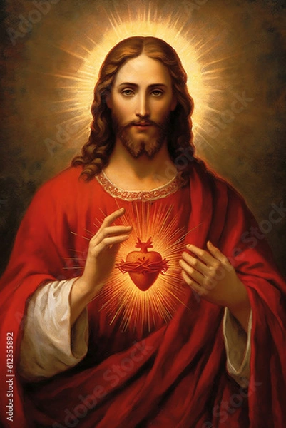 Fototapeta Sacred Heart of the Lord. AI generativ.