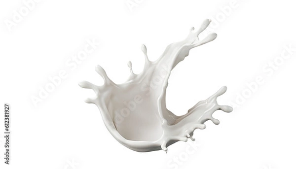 Fototapeta 3D Render Milk Splash and Pouring on White Background for liquid, food photography, food styling, food presentation, advertising, graphic design, web design, Poster Banner design, product design,