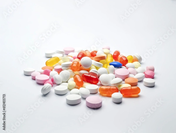 Fototapeta 薬　白背景　AI生成画像　ジェネレーティブAI