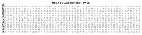Obraz Mega set of icons in trendy line style. ui ux, ecology, real estate, transport, Business, ecommerce, finance, accounting. Big set Icons collection. Vector illustration