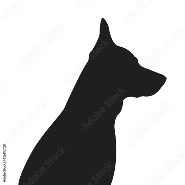 Fototapeta Dog profile black silhouette. Vector illustration isolated on a white background