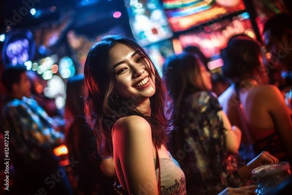 Obraz Gorgeous people dancing in nightclub. Generative Ai