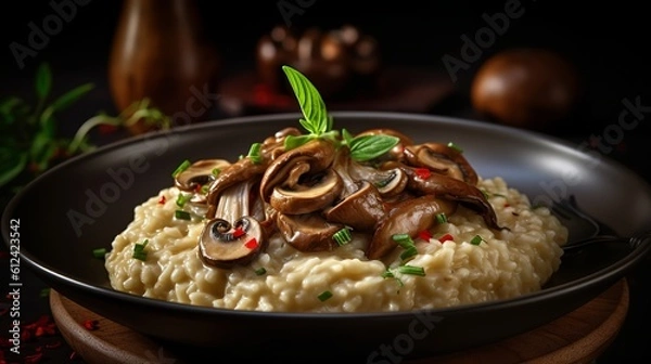 Fototapeta Mushroom Risotto: Earthy Indulgence