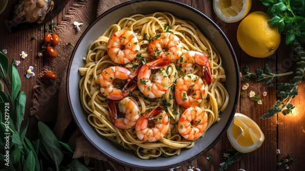 Obraz pasta with shrimp