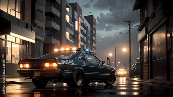 Fototapeta Neon Velocity: Futuristic Sports Car with Dazzling Light Trails