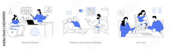 Fototapeta Social financial aid abstract concept vector illustrations.