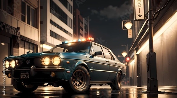 Fototapeta Neon Velocity: Futuristic Sports Car with Dazzling Light Trails