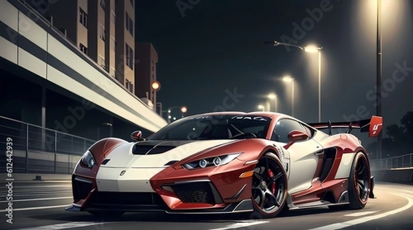 Obraz Neon Velocity: Futuristic Sports Car with Dazzling Light Trails