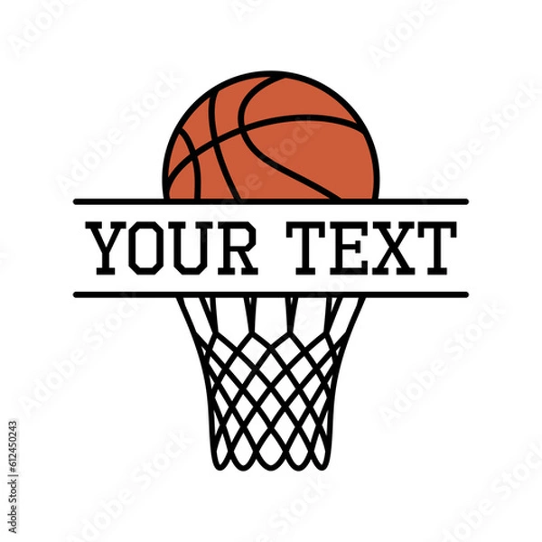 Fototapeta Basketball Ball Hoop Split Frame Sports Monogram Team Name