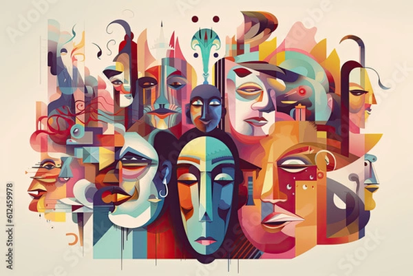 Fototapeta Abstract concept of different personalities. Generative AI.