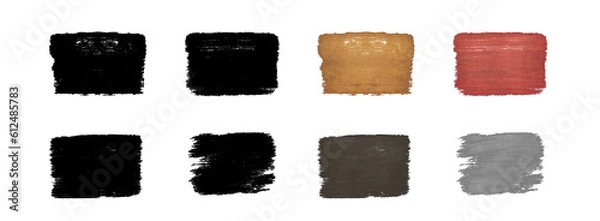 Fototapeta Set of textures, worn surface, worn out old paint with chips. Black paint contours. Isolated on transparent background. Png. AI.