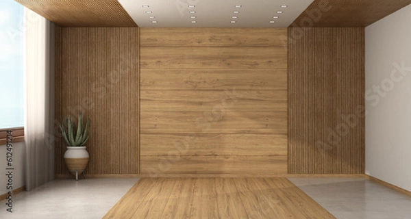 Obraz Empty room with wood paneling