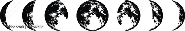 Fototapeta Moon phases vector set, Moon phases cut file