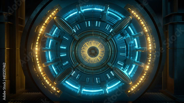 Obraz Illuminated Stargate-Like Dial in Science Fiction Look
