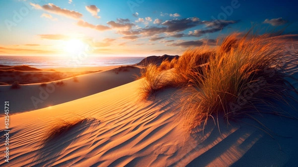 Fototapeta Dunes at sunset. Generative Ai. 