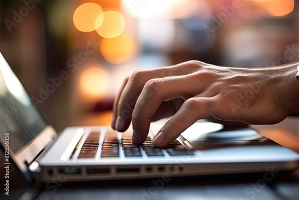 Fototapeta  Hands tiping on a keybord - made with Generative Ai	