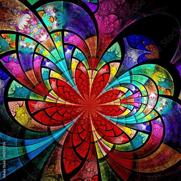 Obraz Colorful fractal flower, digital artwork